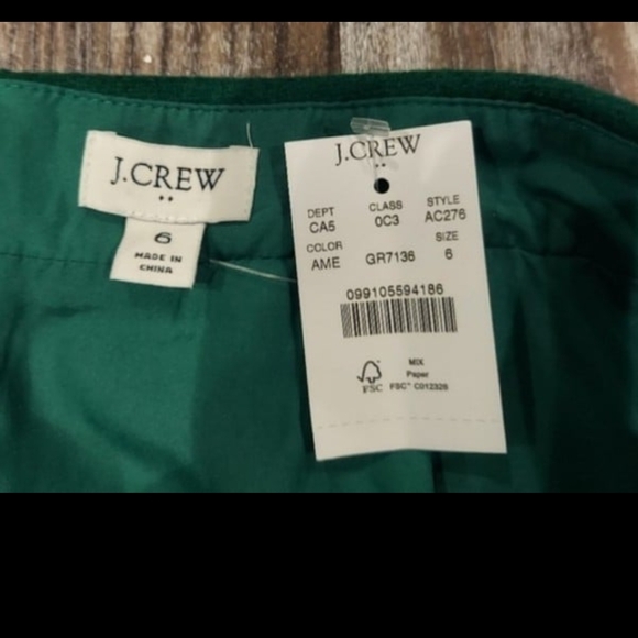 J Crew Factory Women's Hunter Green Wool Blend Pencil Skirt Size 6 NWT - Picture 2 of 3